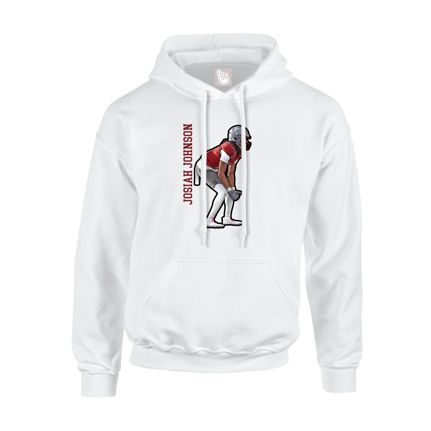 Youth Hoodie — Name Vertical in White