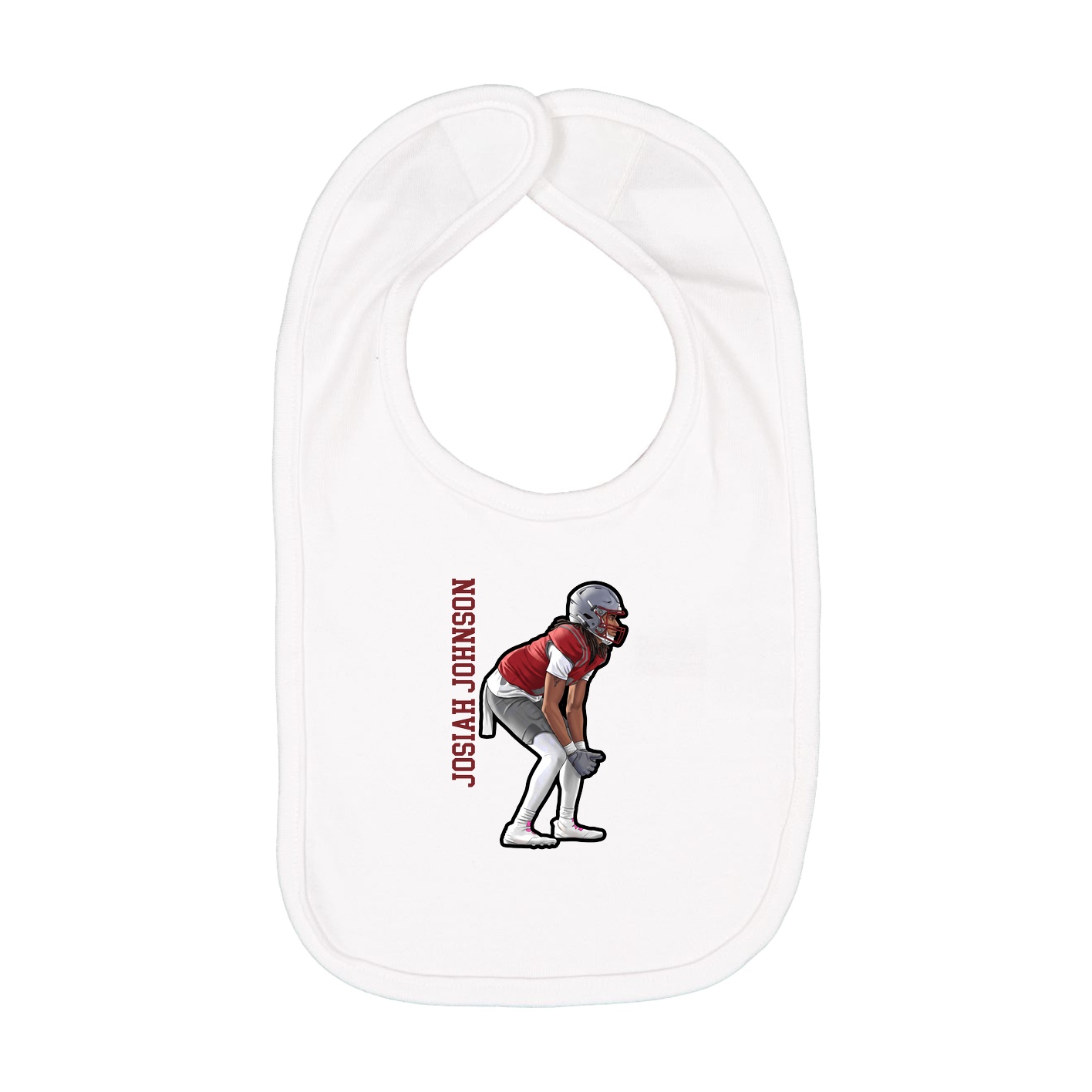 Infant Bib — Name Vertical in White