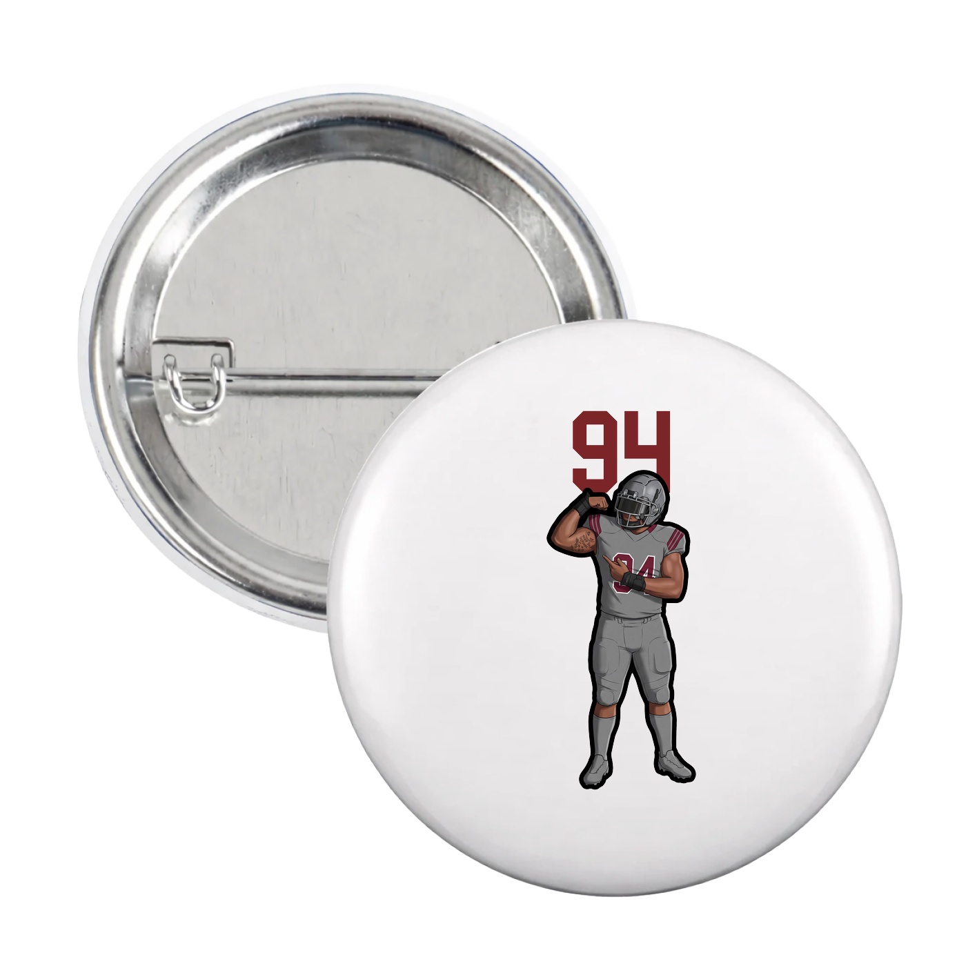 Game Day Button — Number Top in White