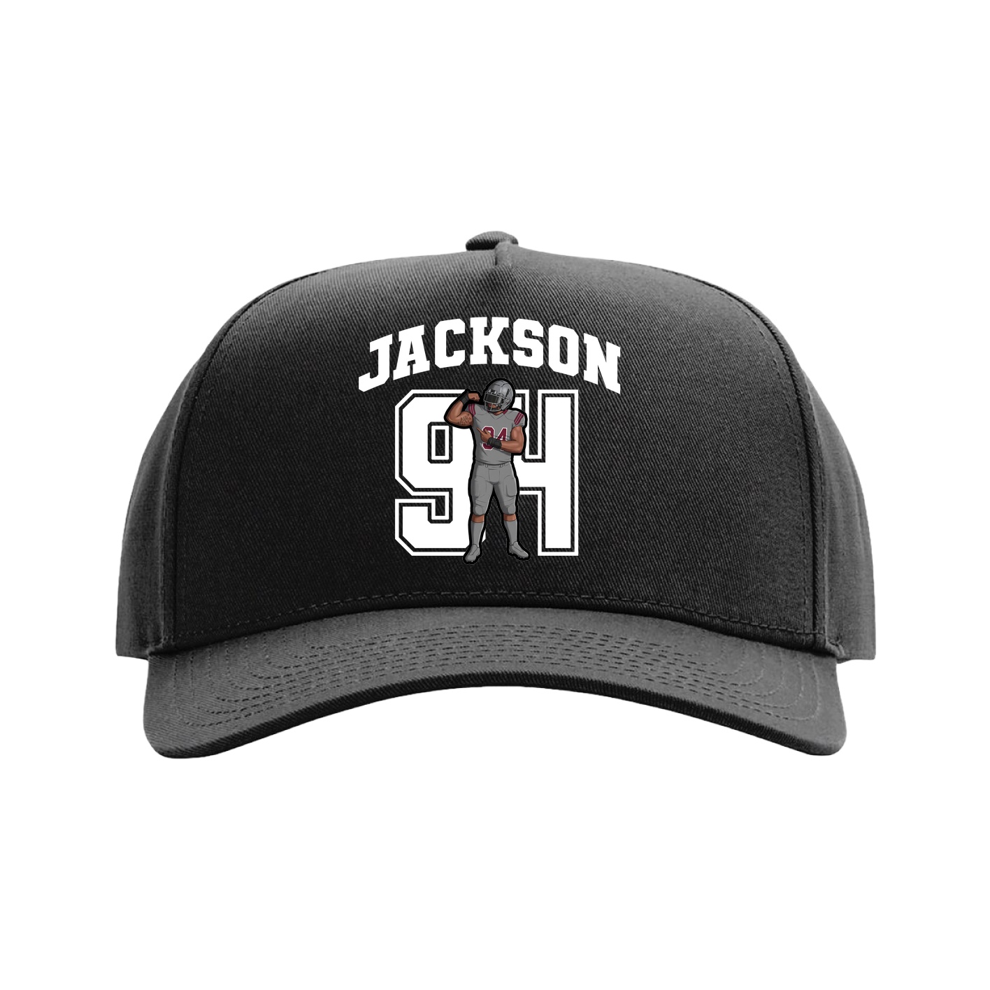 Full Fabric Five-Panel Champ Cap — Number in Black
