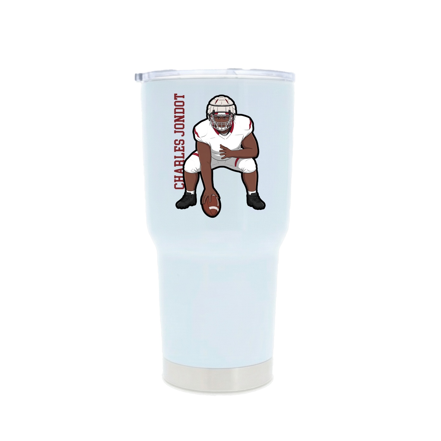 30oz Stainless Steel Tumbler — Name Vertical in White
