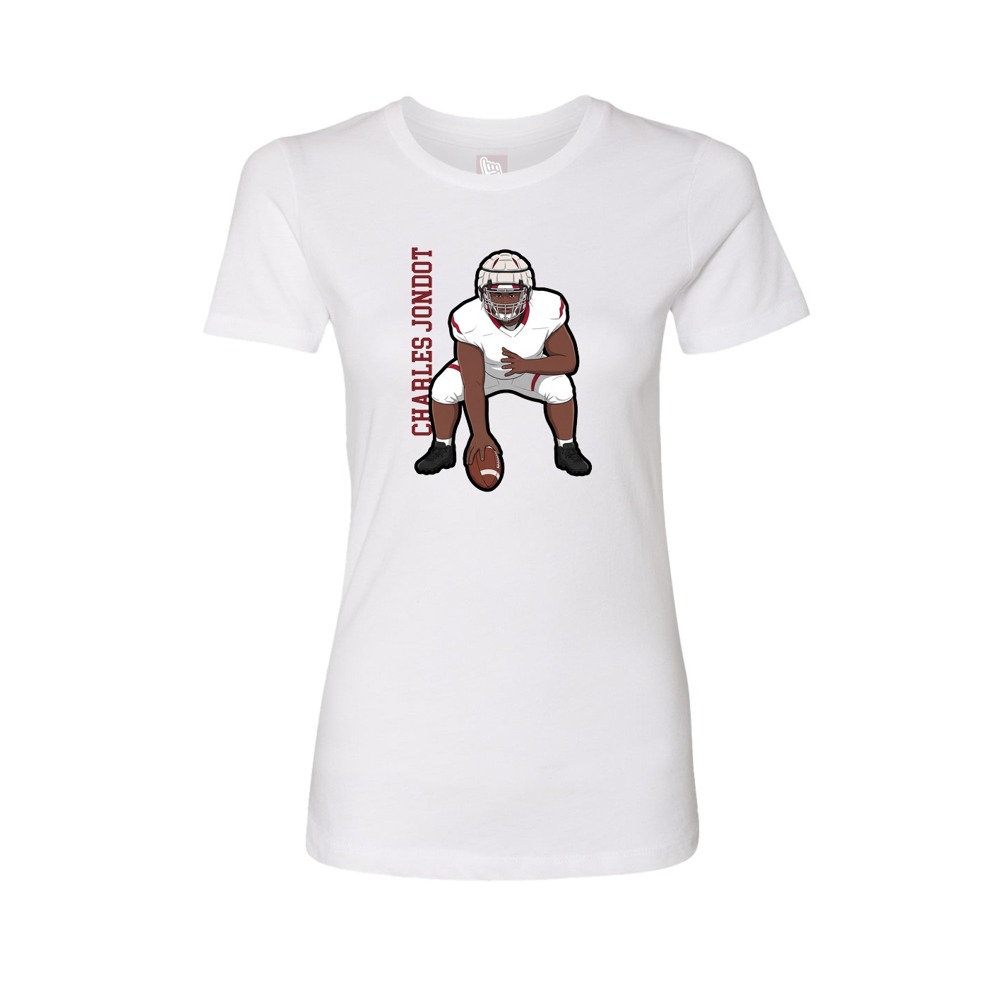 Fitted Women's Tee — Name Vertical in White