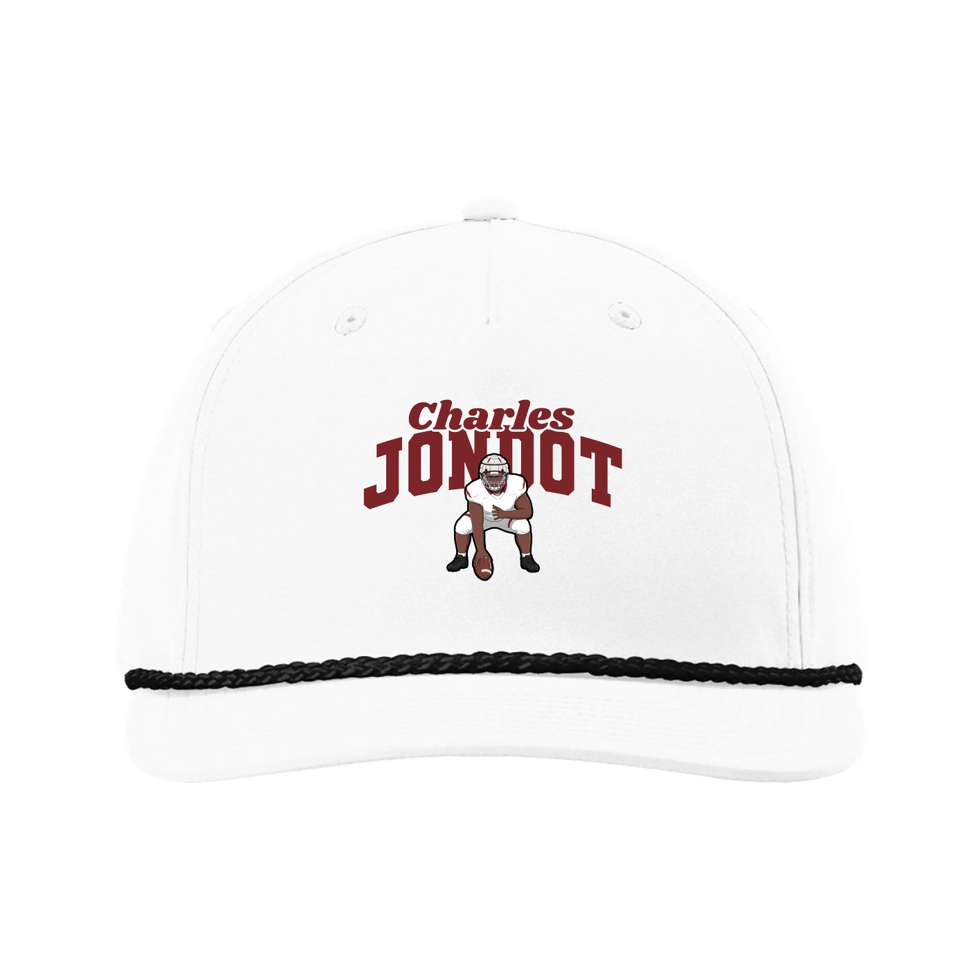 Five-Panel Classic Rope Cap — Signature Arch in White