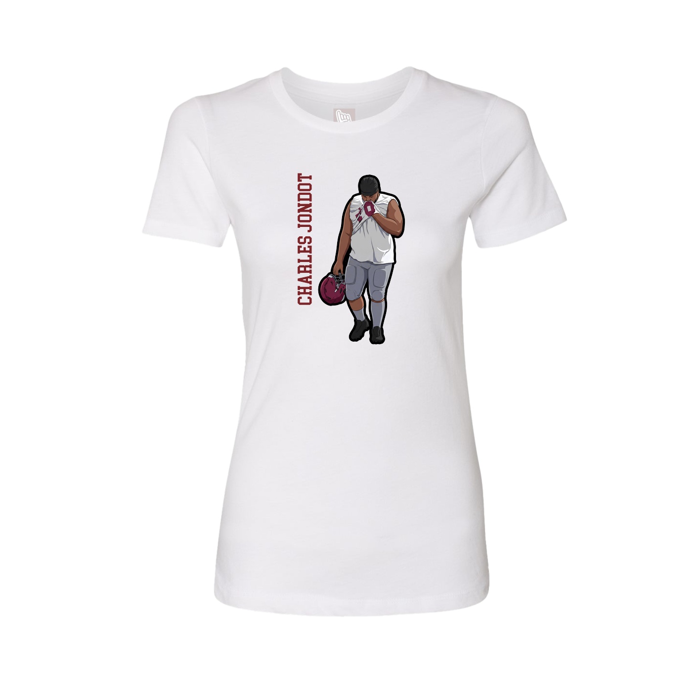 Fitted Women's Tee — Name Vertical in White