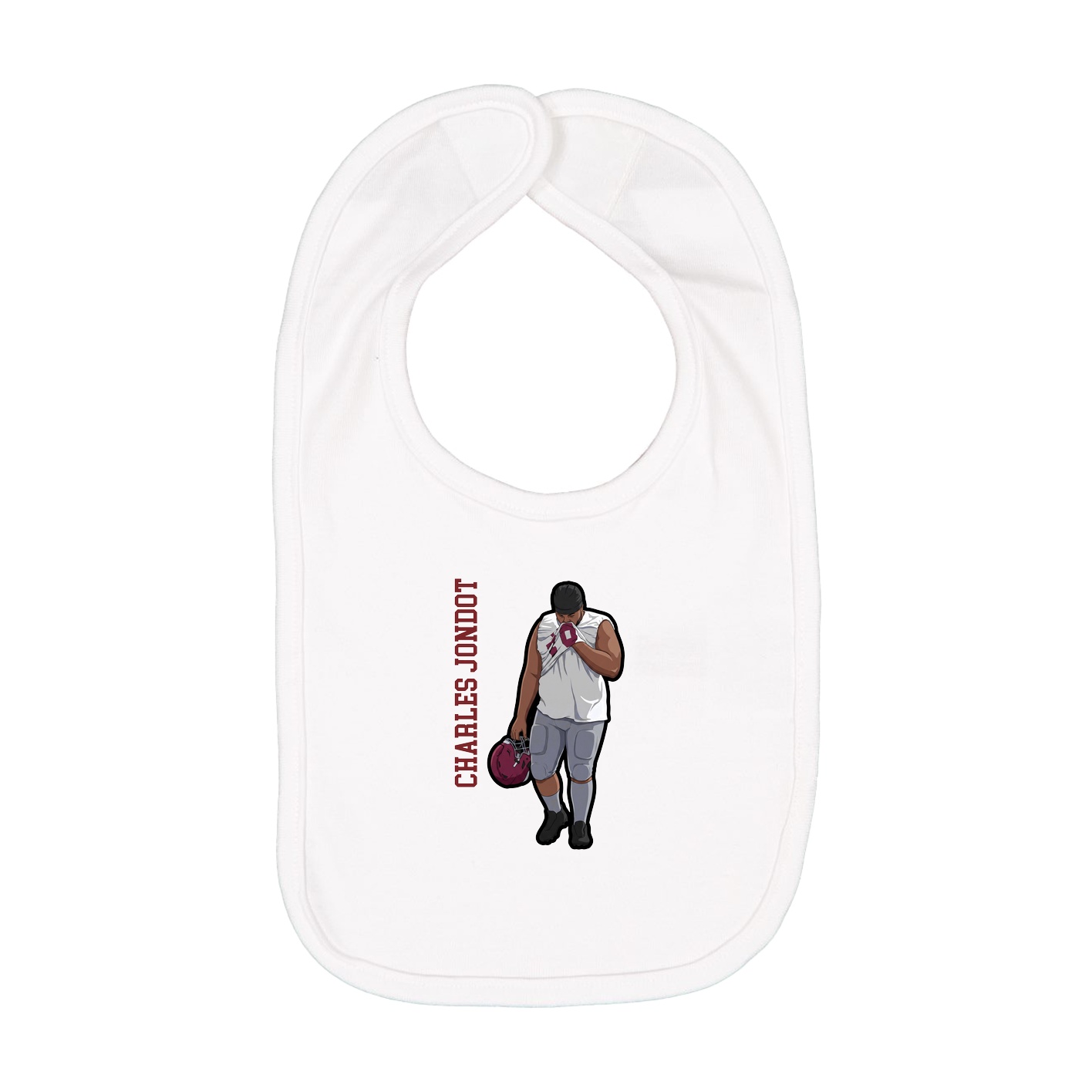 Infant Bib — Name Vertical in White
