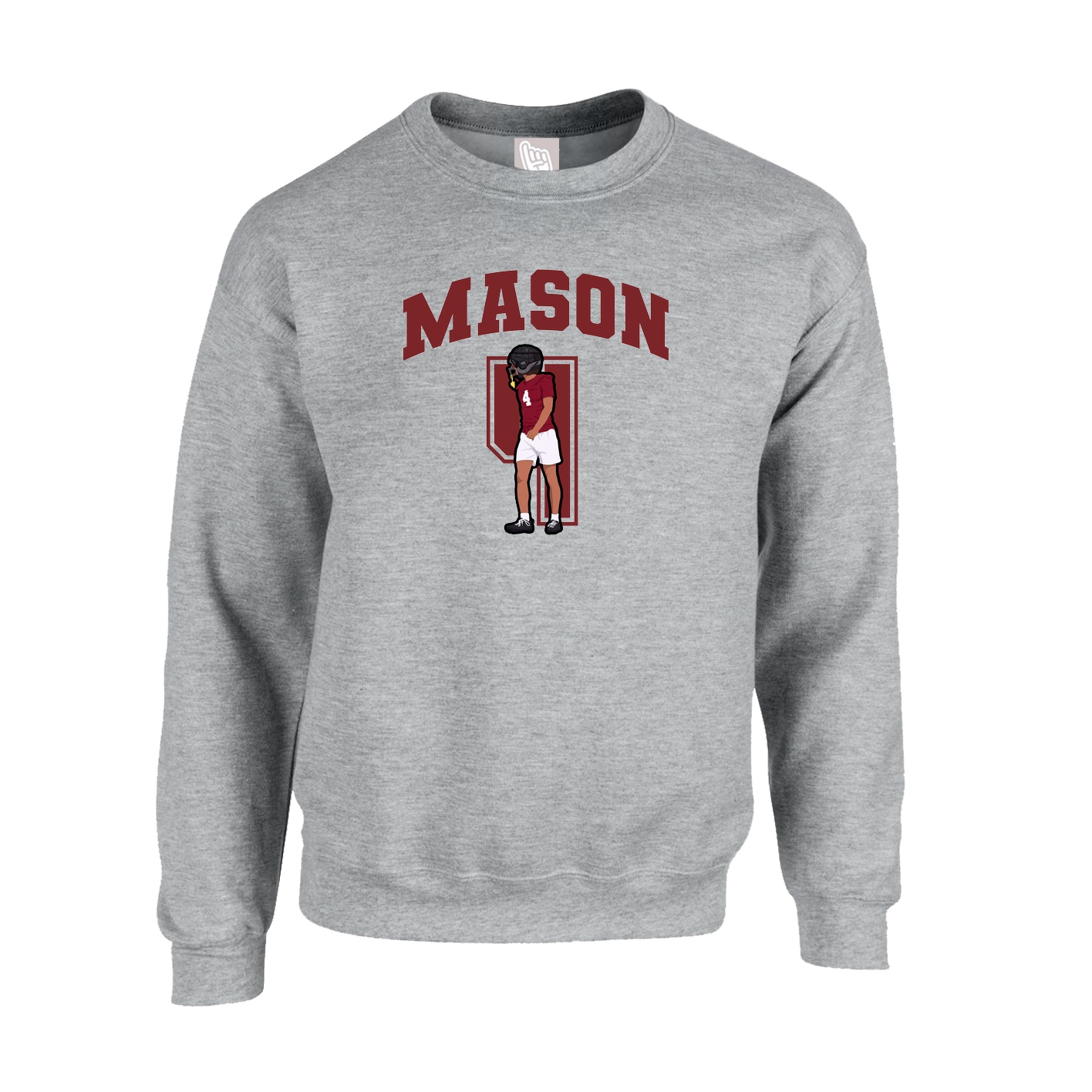 Fleece Crew — Number in Grey