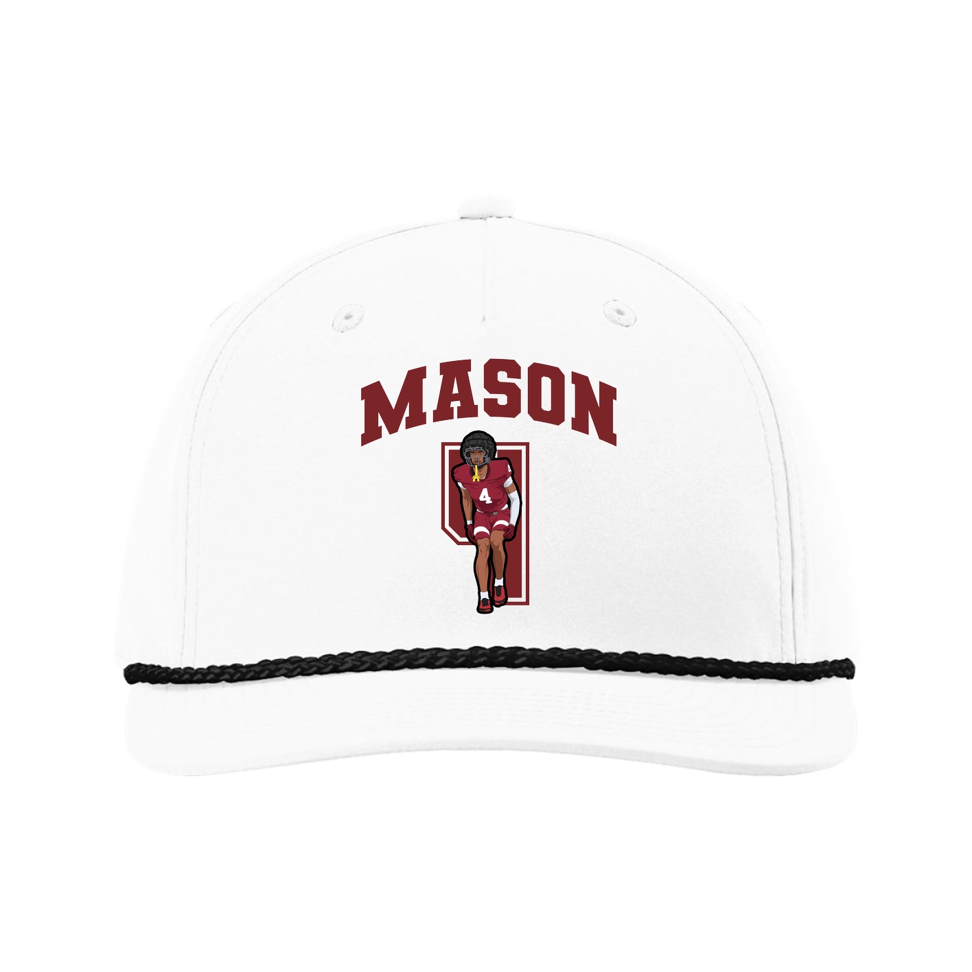 Five-Panel Classic Rope Cap — Number in White