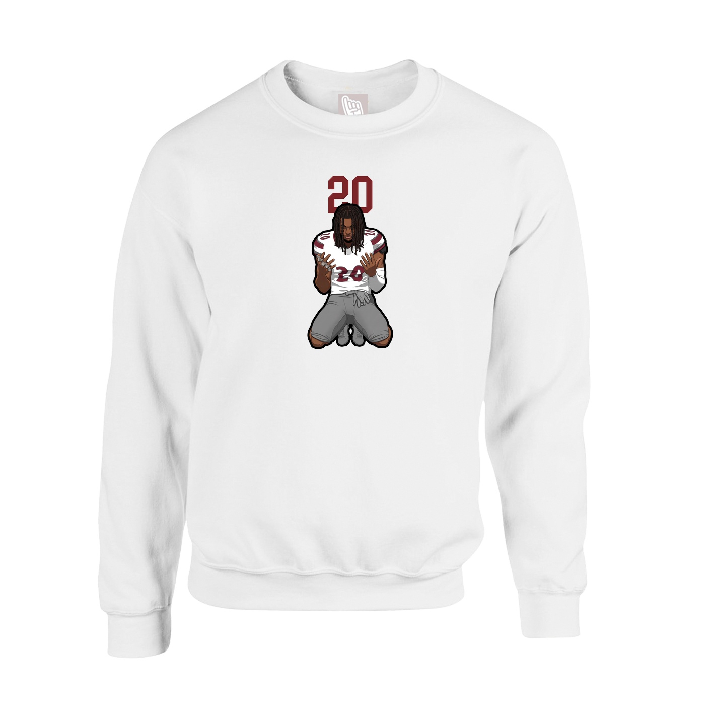 Fleece Crew — Number Top in White