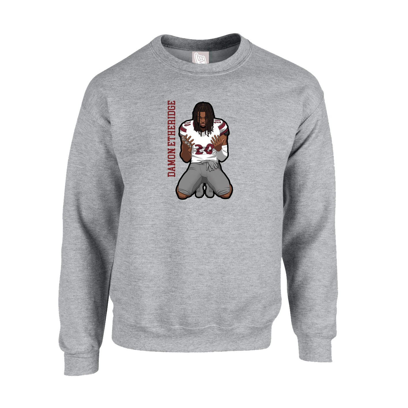 Fleece Crew — Name Vertical in Grey