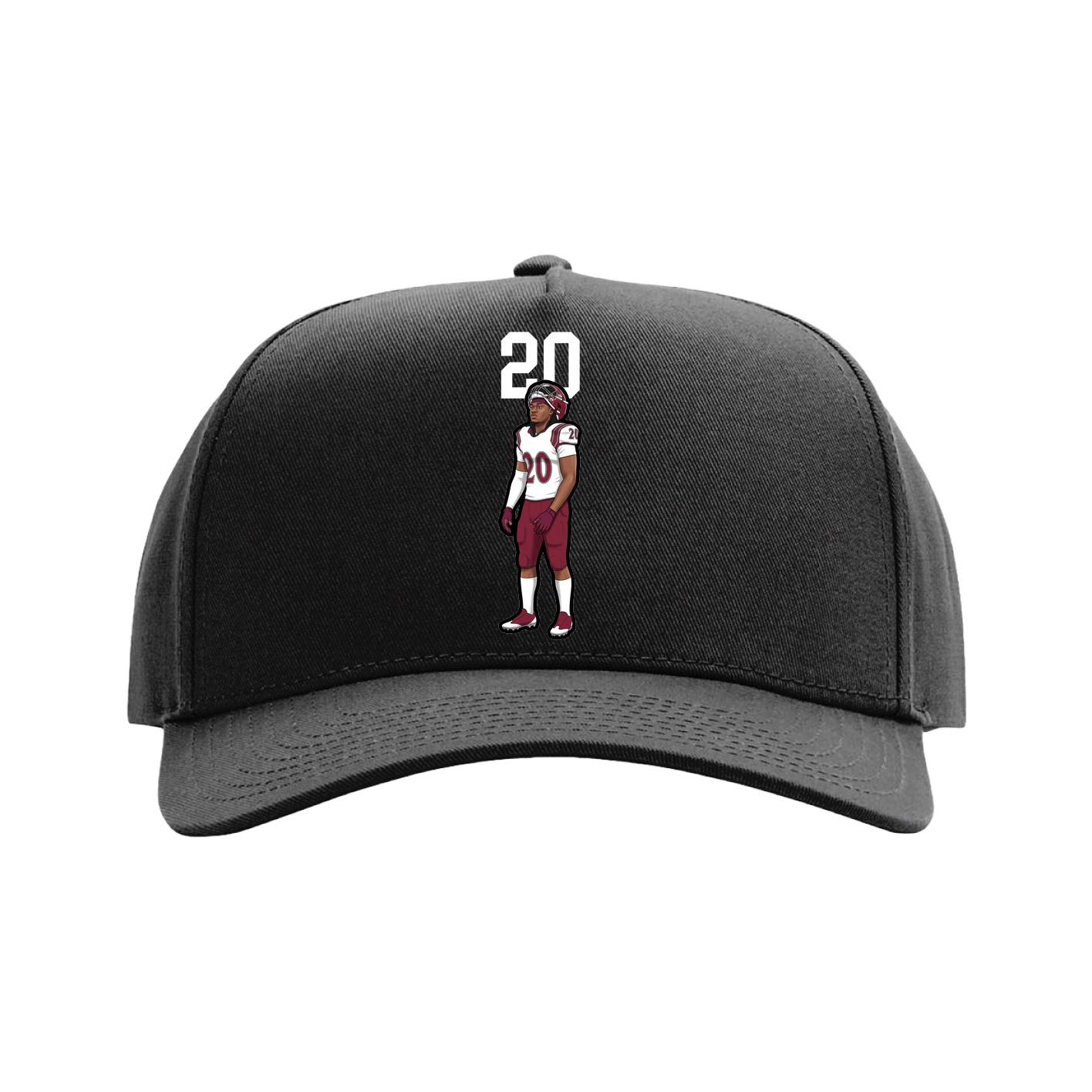 Full Fabric Five-Panel Champ Cap — Number Top in Black
