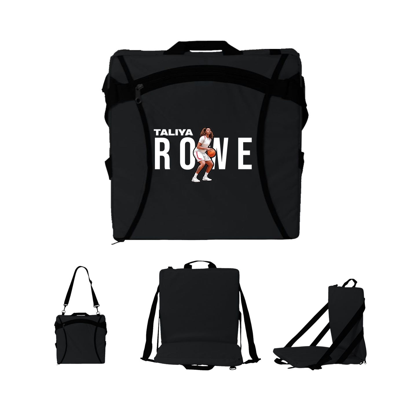 Folding Stadium Seat — Player Name in Black