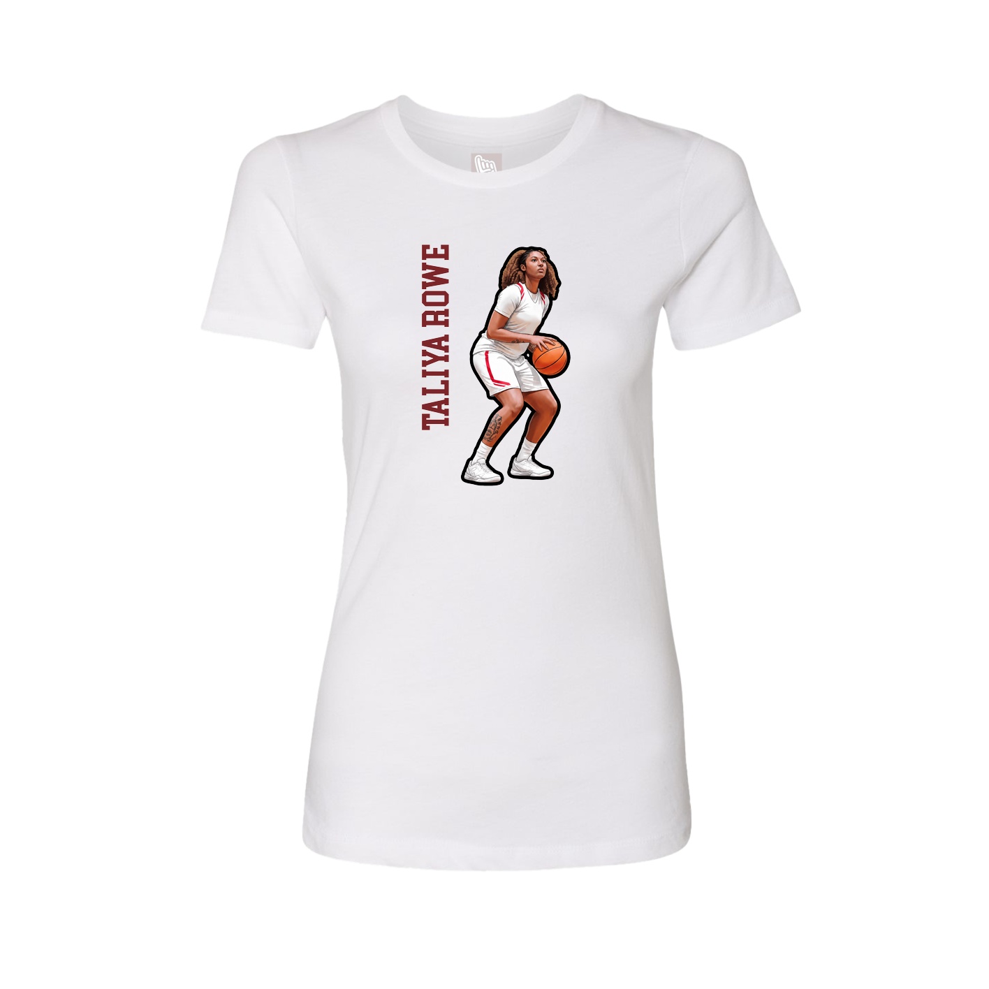 Fitted Women's Tee — Name Vertical in White