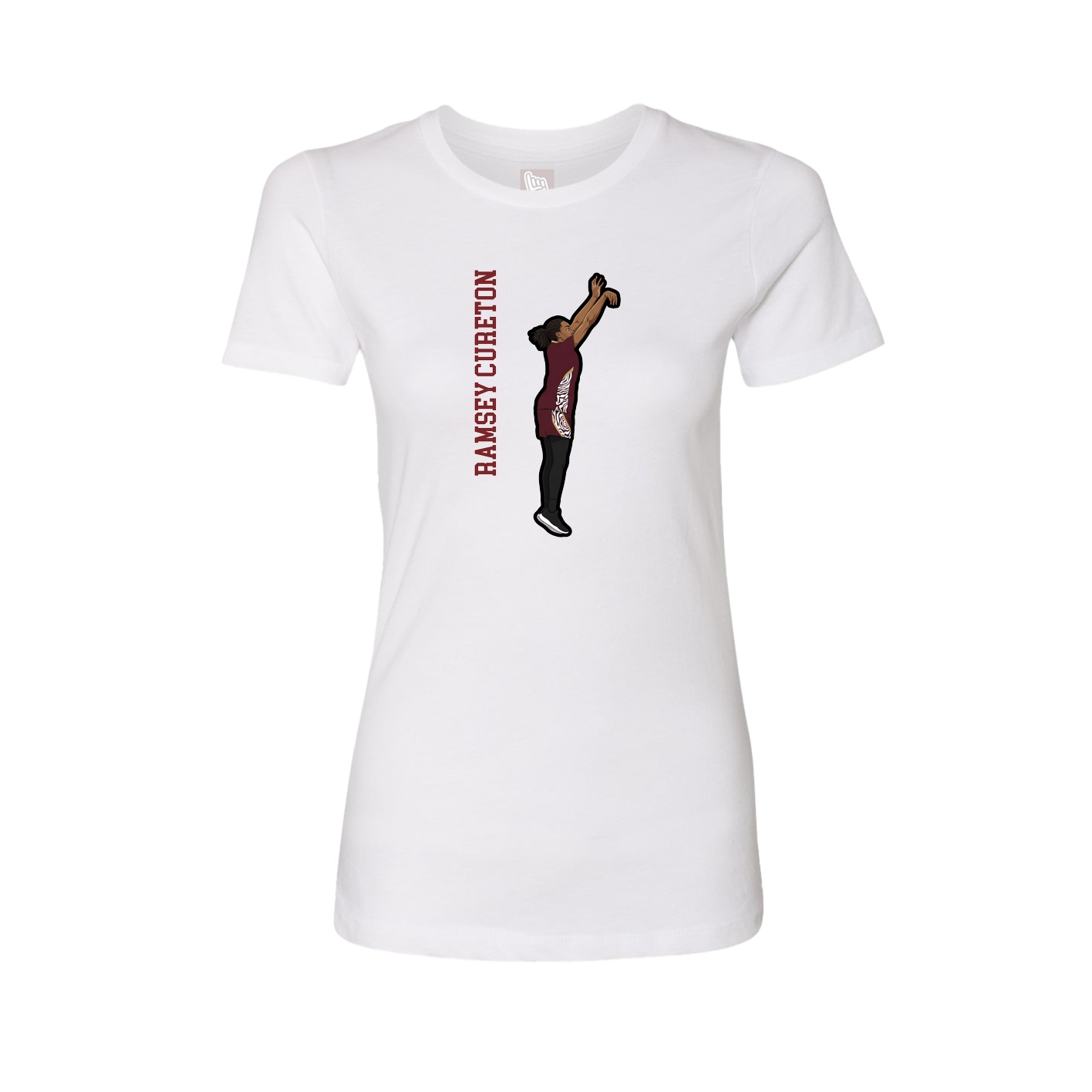 Fitted Women's Tee — Name Vertical in White