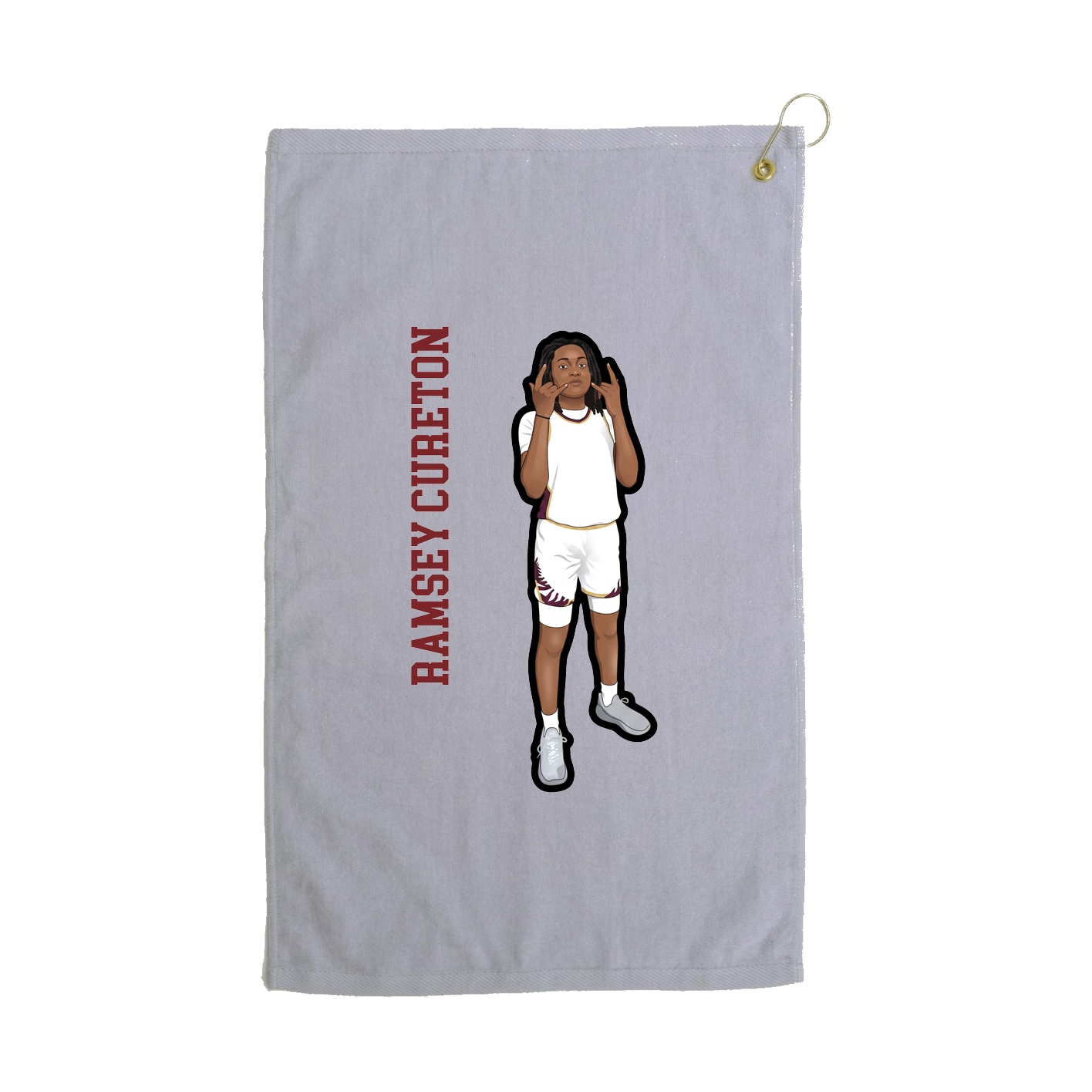 Golf Towel — Name Vertical in Grey