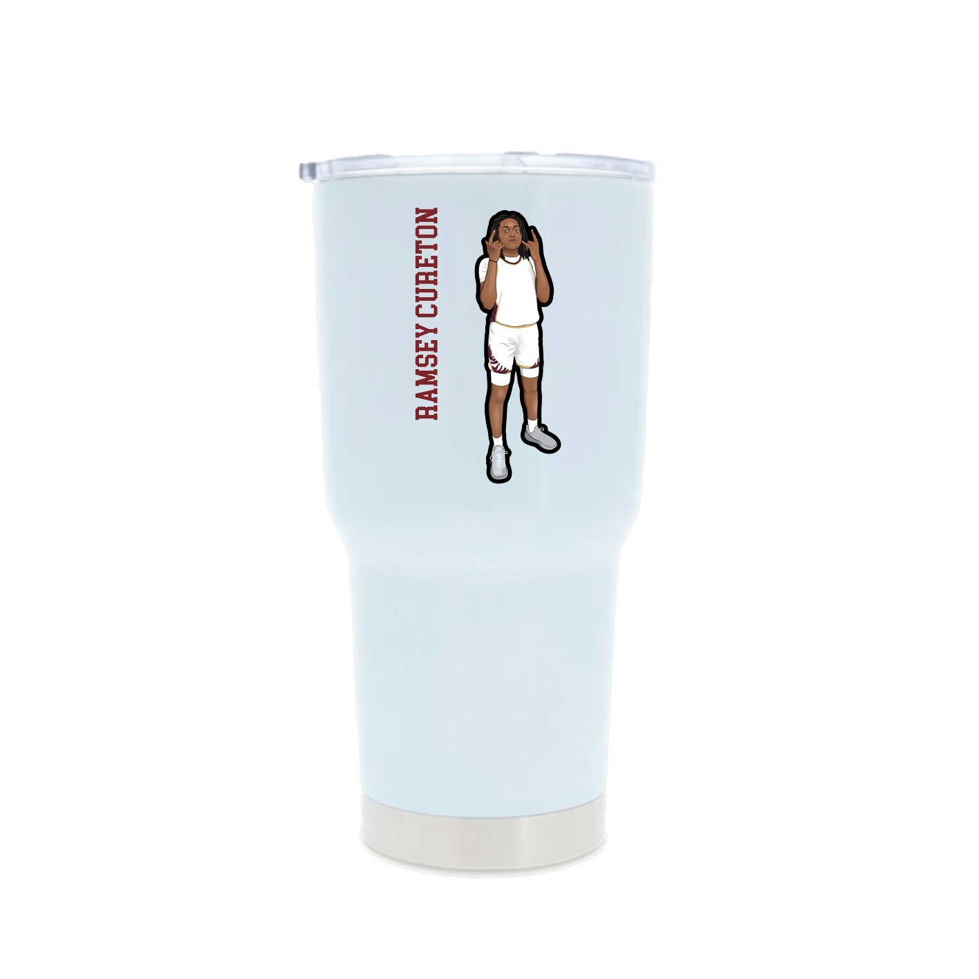 30oz Stainless Steel Tumbler — Name Vertical in White