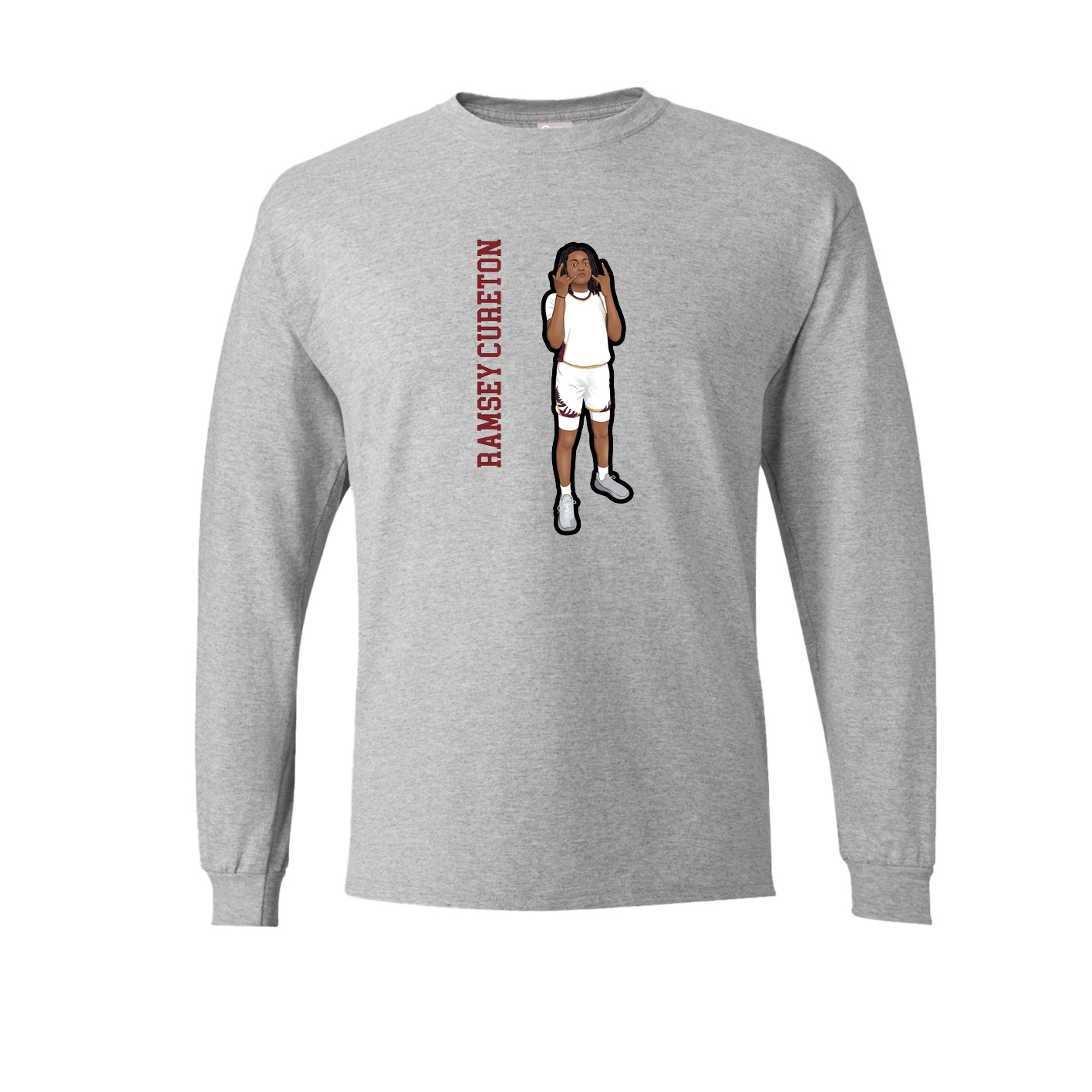 Long Sleeve Tee — Name Vertical in Grey