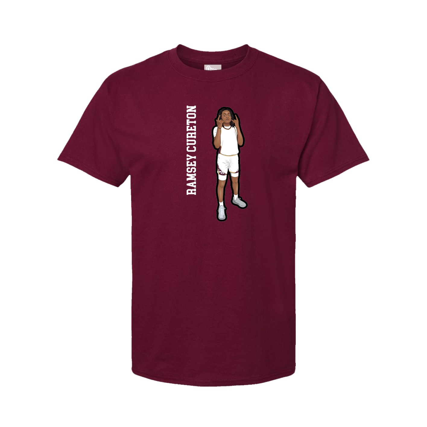 Youth Tee — Name Vertical in Cardinal
