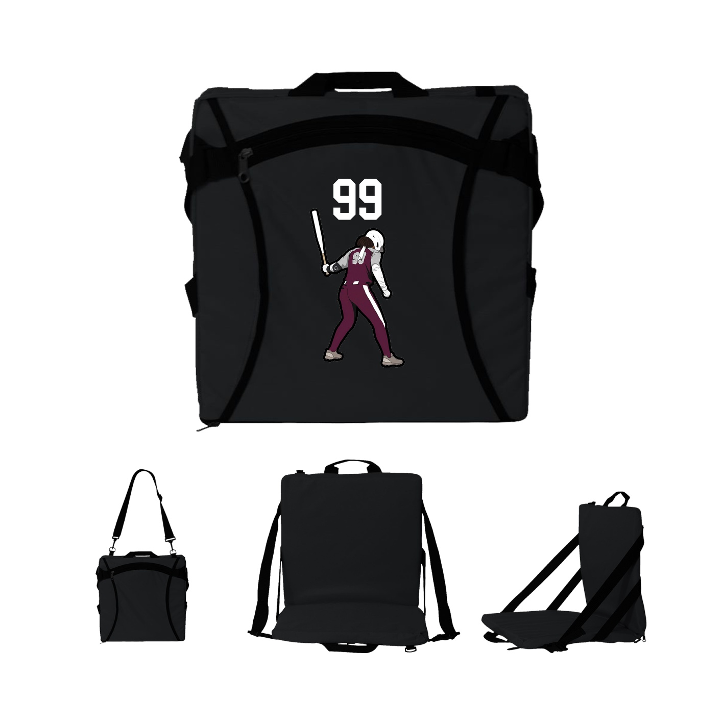 Folding Stadium Seat — Number Top in Black