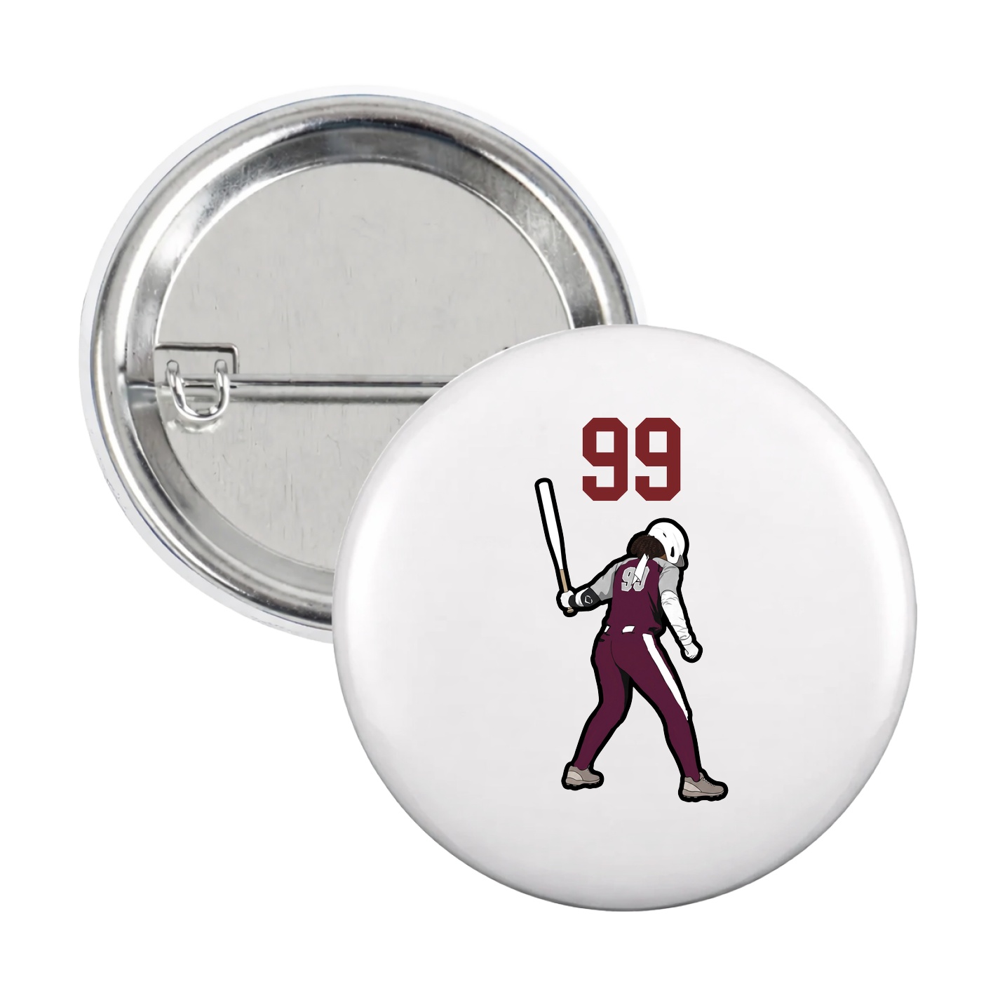 Game Day Button — Number Top in White