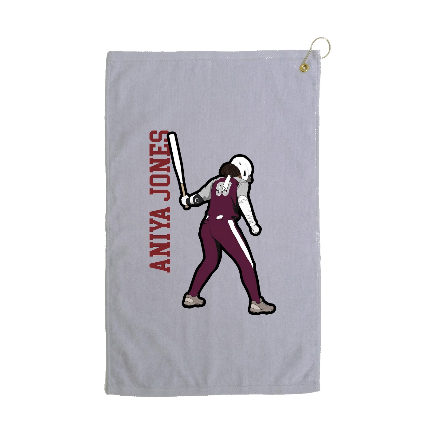 Golf Towel — Name Vertical in Grey