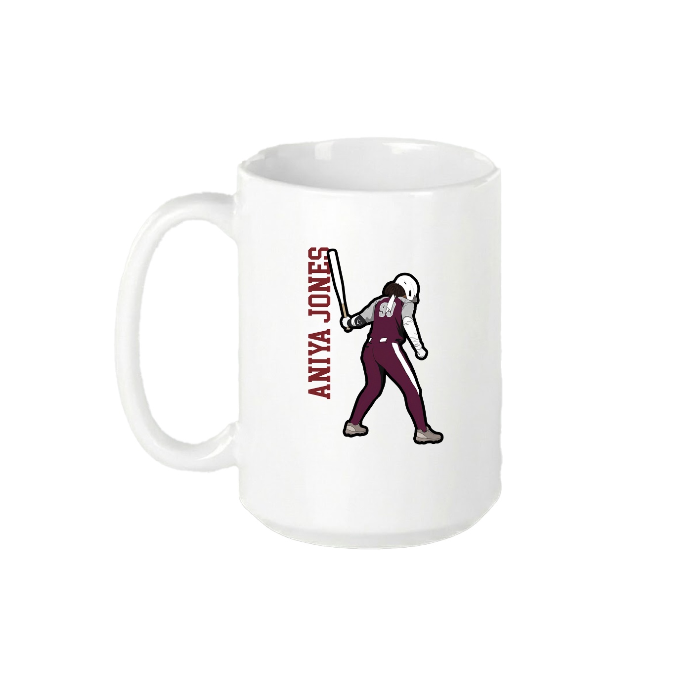 15oz Coffee Mug — Name Vertical in White