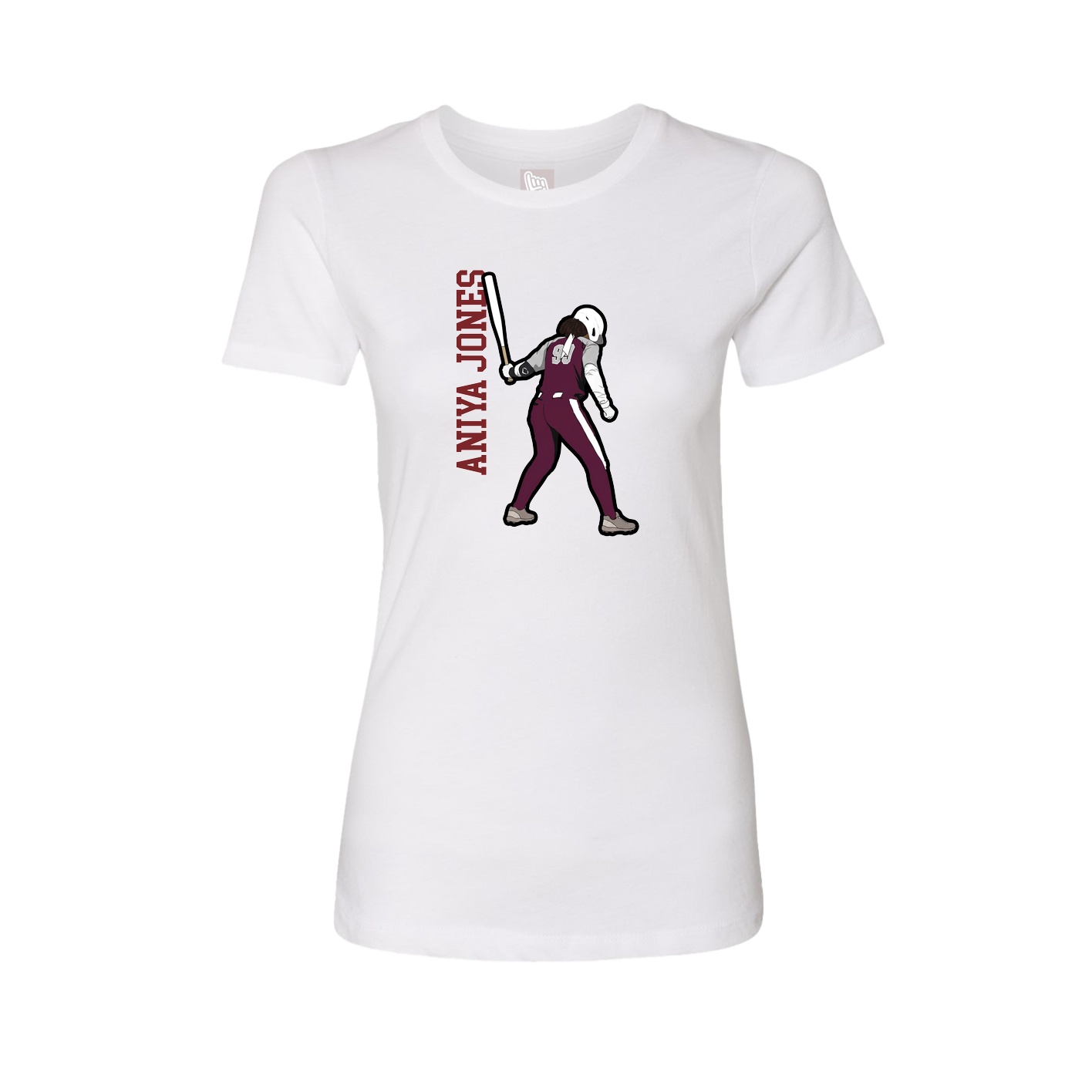 Womens Tee — Name Vertical in White