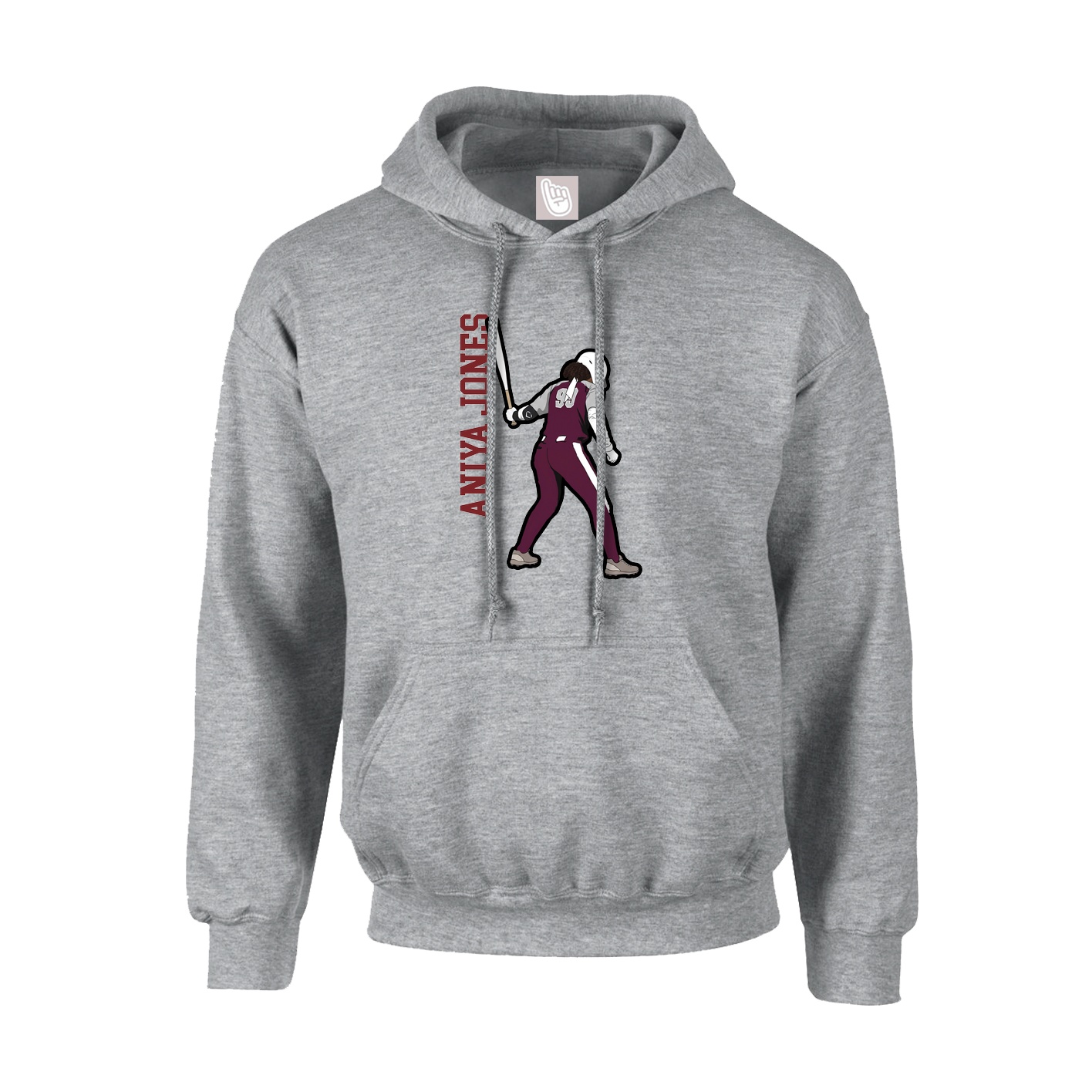 Youth Hoodie — Name Vertical in Grey