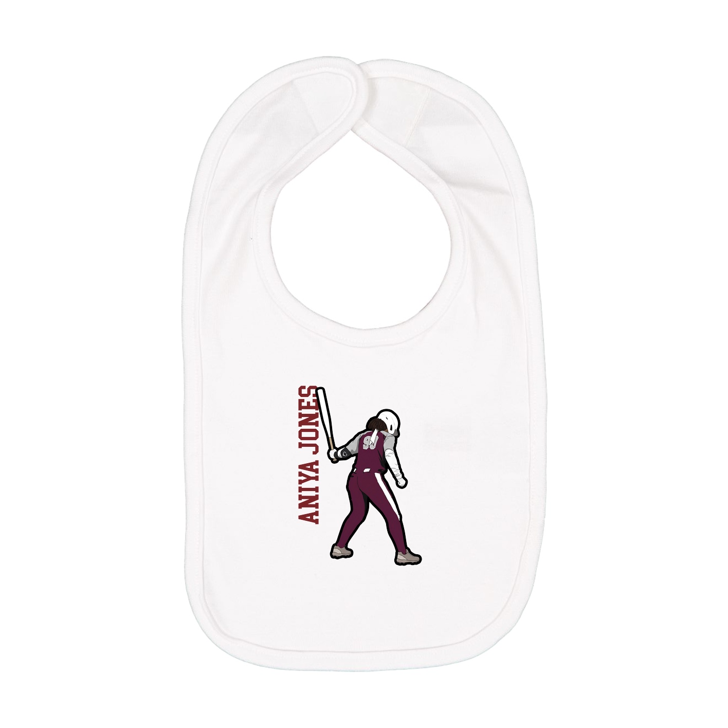 Infant Bib — Name Vertical in White