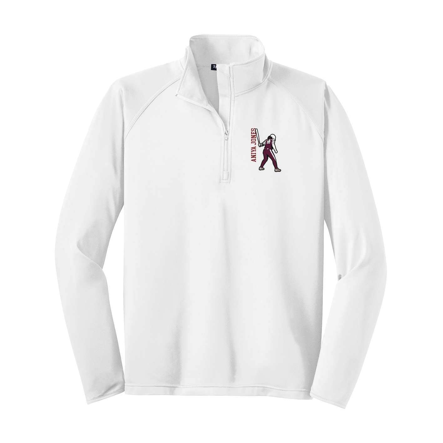 Q-Zip Pullover — Name Vertical in White