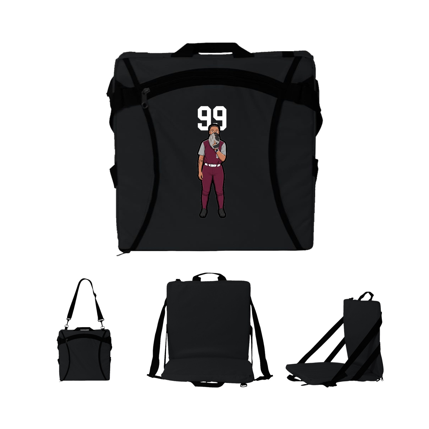 Folding Stadium Seat — Number Top in Black