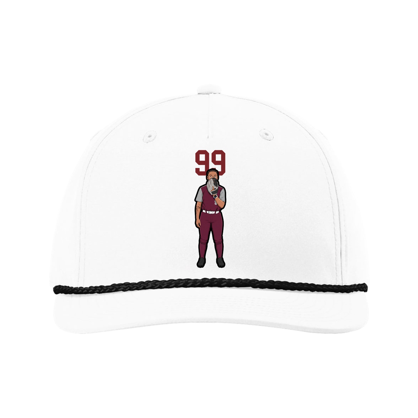 Five-Panel Classic Rope Cap — Number Top in White