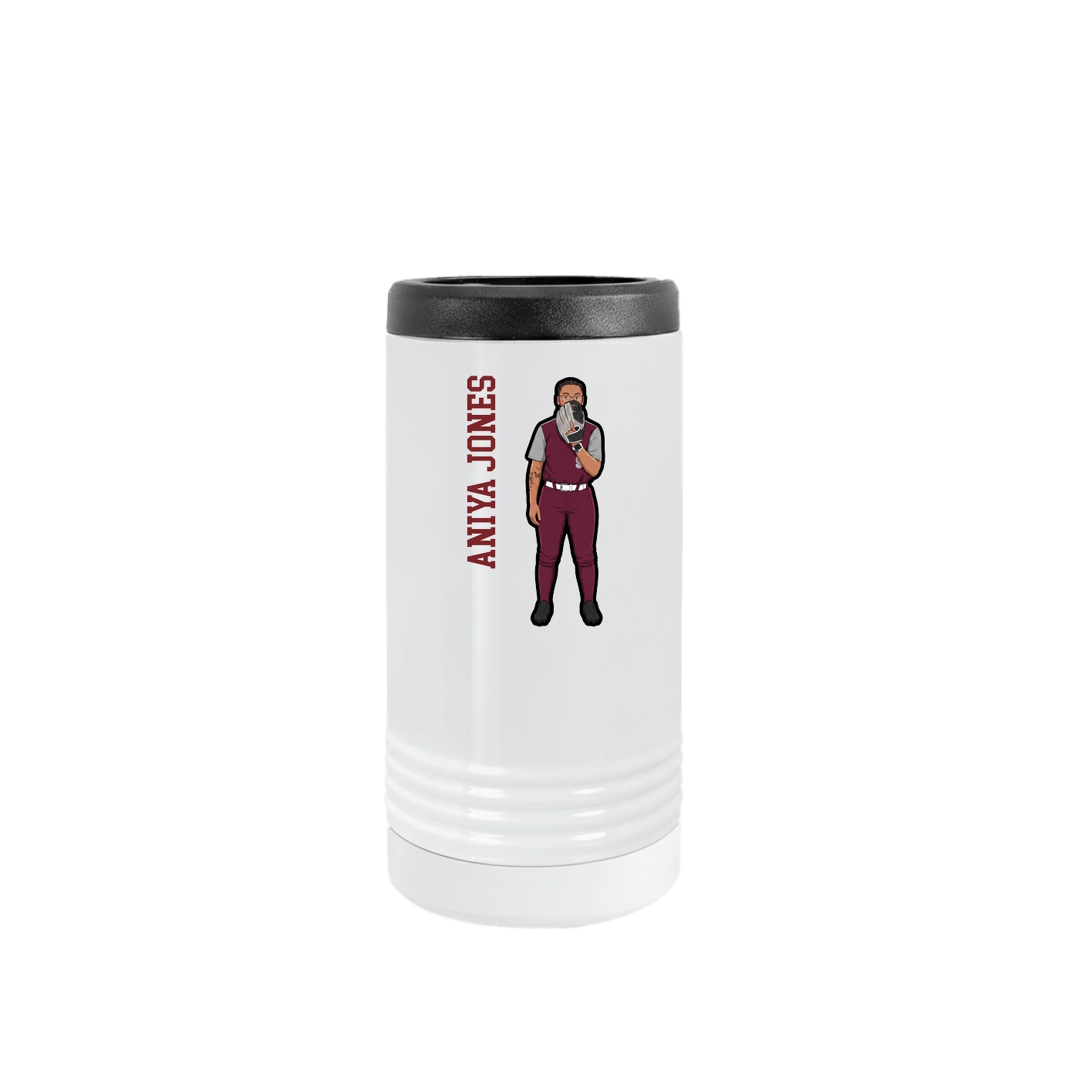 Slim Beverage Holder — Name Vertical in White
