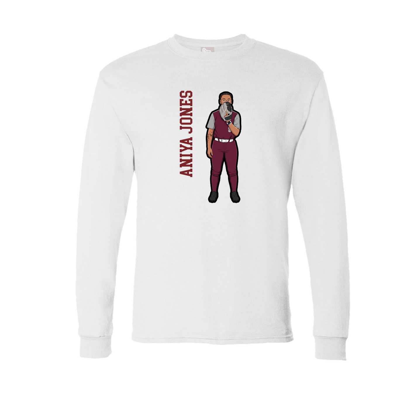Long Sleeve Tee — Name Vertical in White