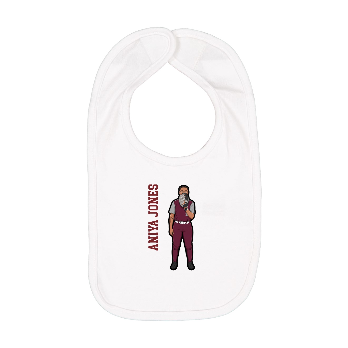 Infant Bib — Name Vertical in White
