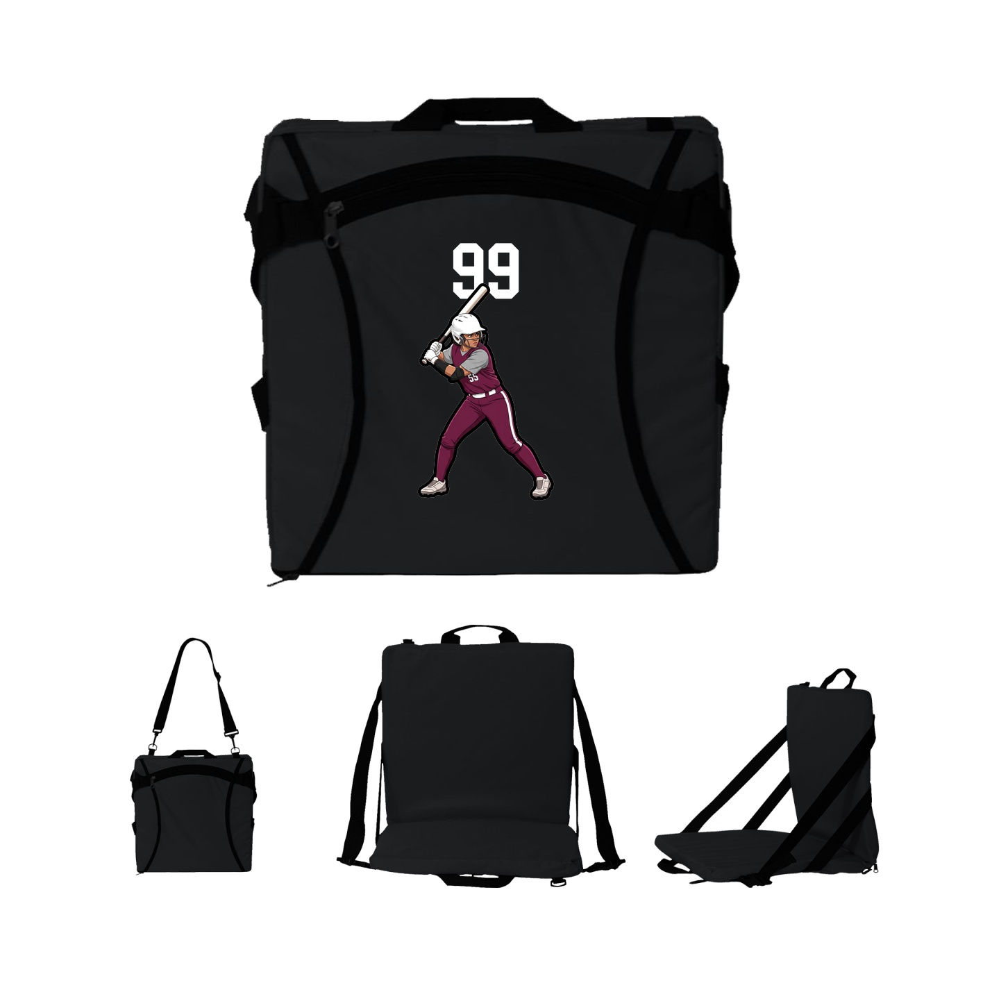 Folding Stadium Seat — Number Top in Black