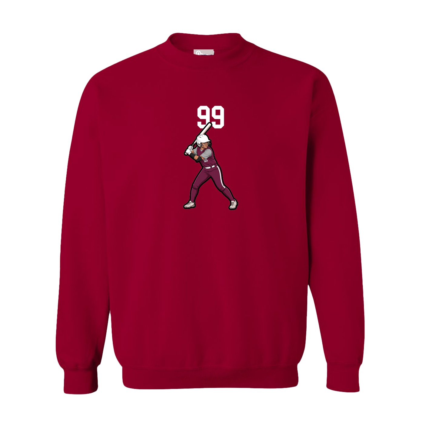 Fleece Crew — Number Top in Cardinal