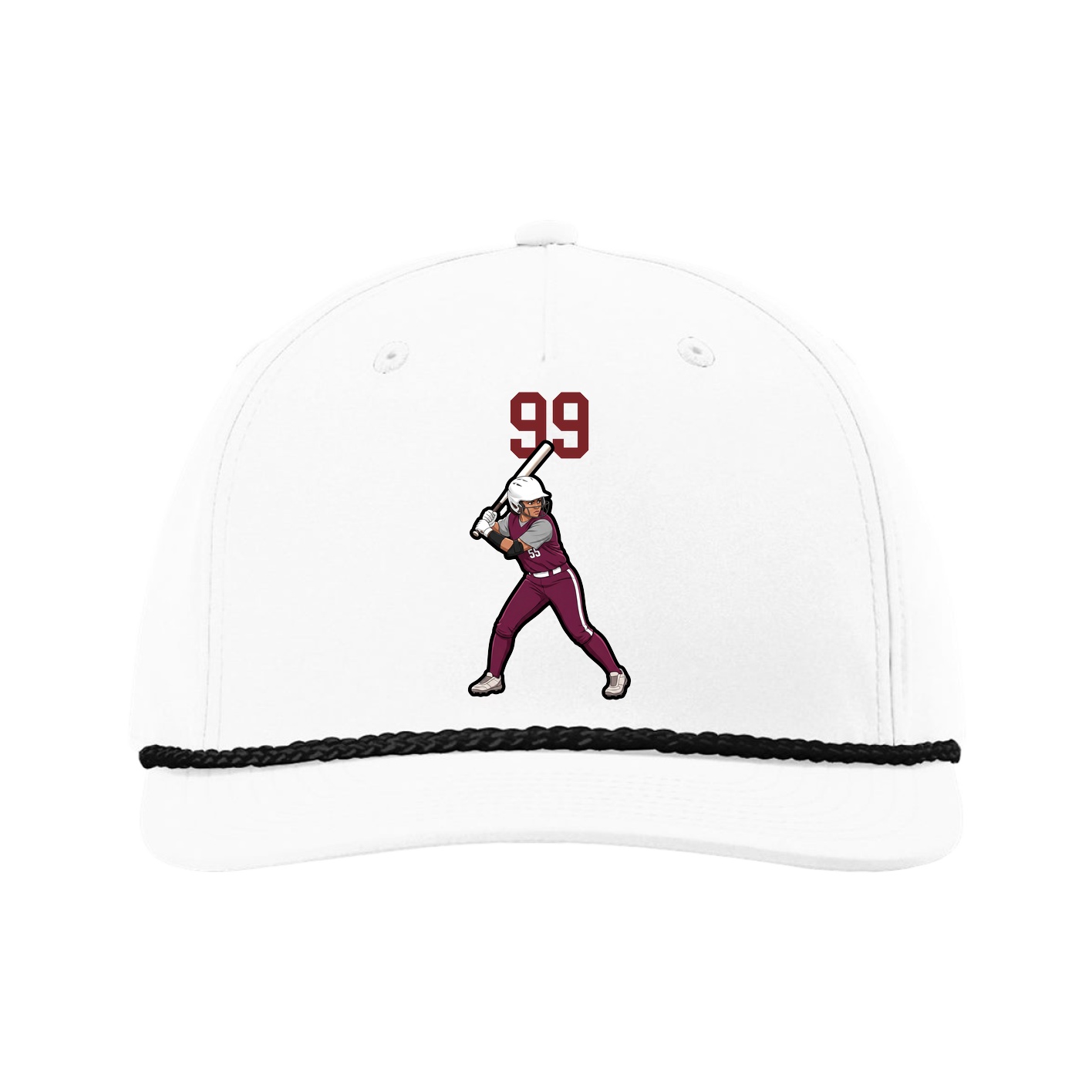 Five-Panel Classic Rope Cap — Number Top in White