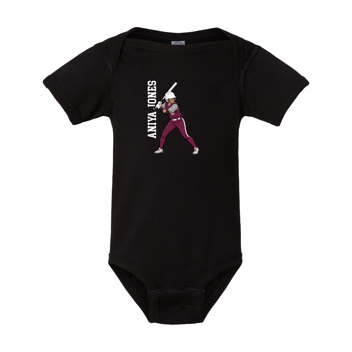 Baby Onesie — Name Vertical in Black