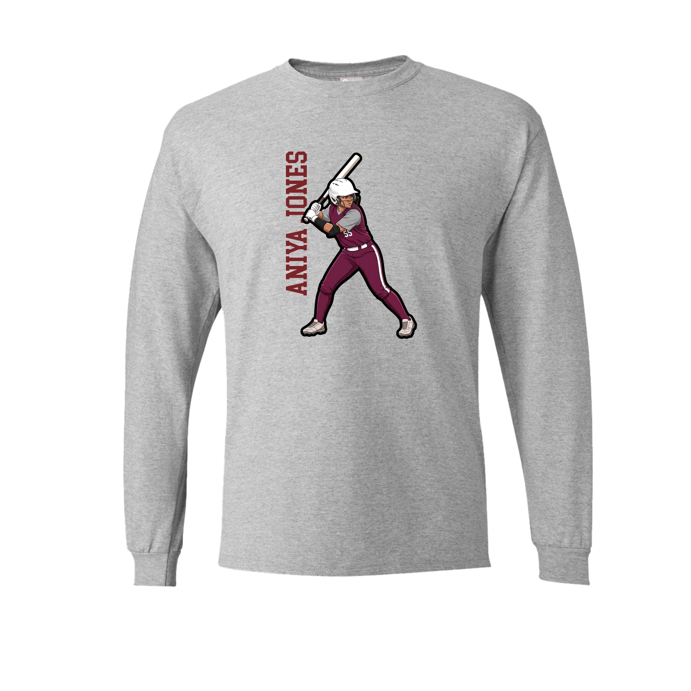Long Sleeve Tee — Name Vertical in Grey