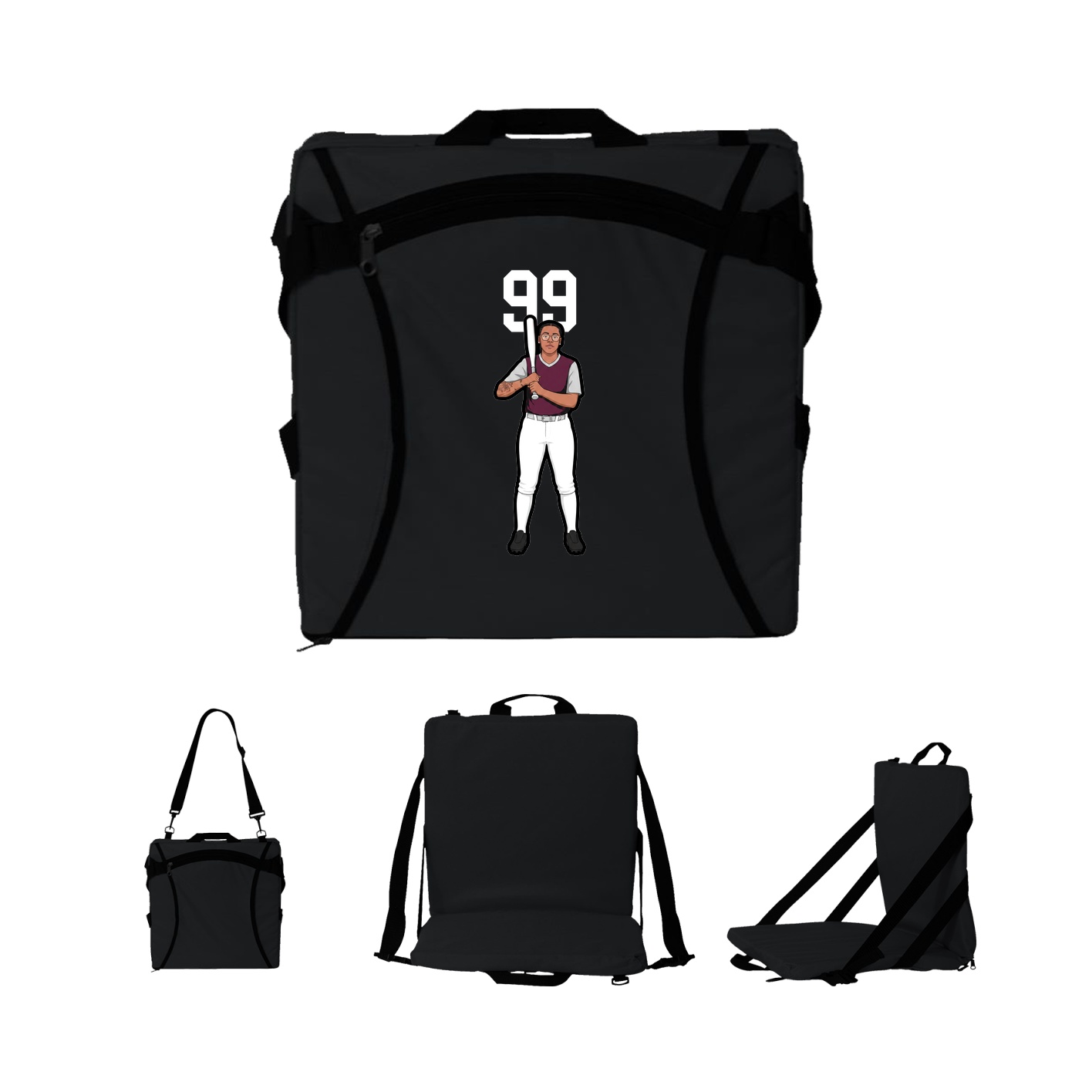 Folding Stadium Seat — Number Top in Black