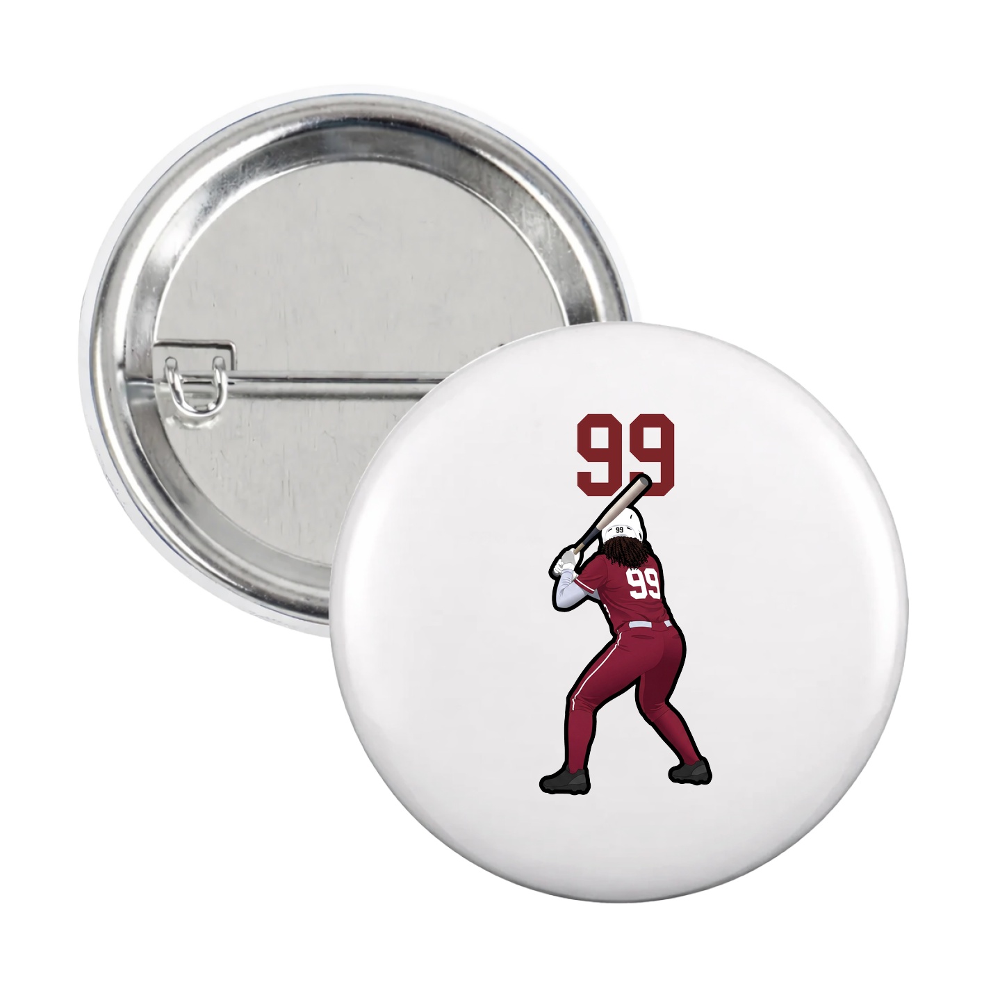 Game Day Button — Number Top in White