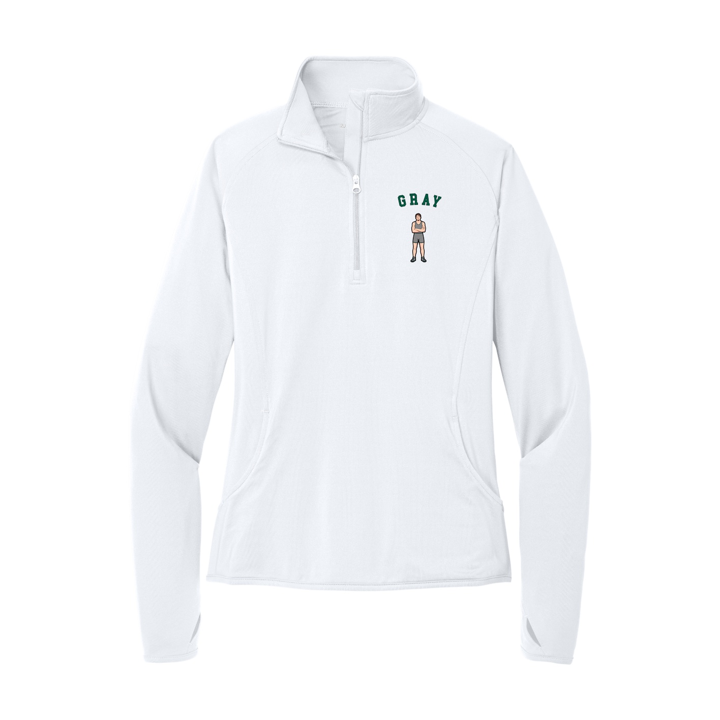 Women's Q-Zip Pullover — Shirsey Arch in White