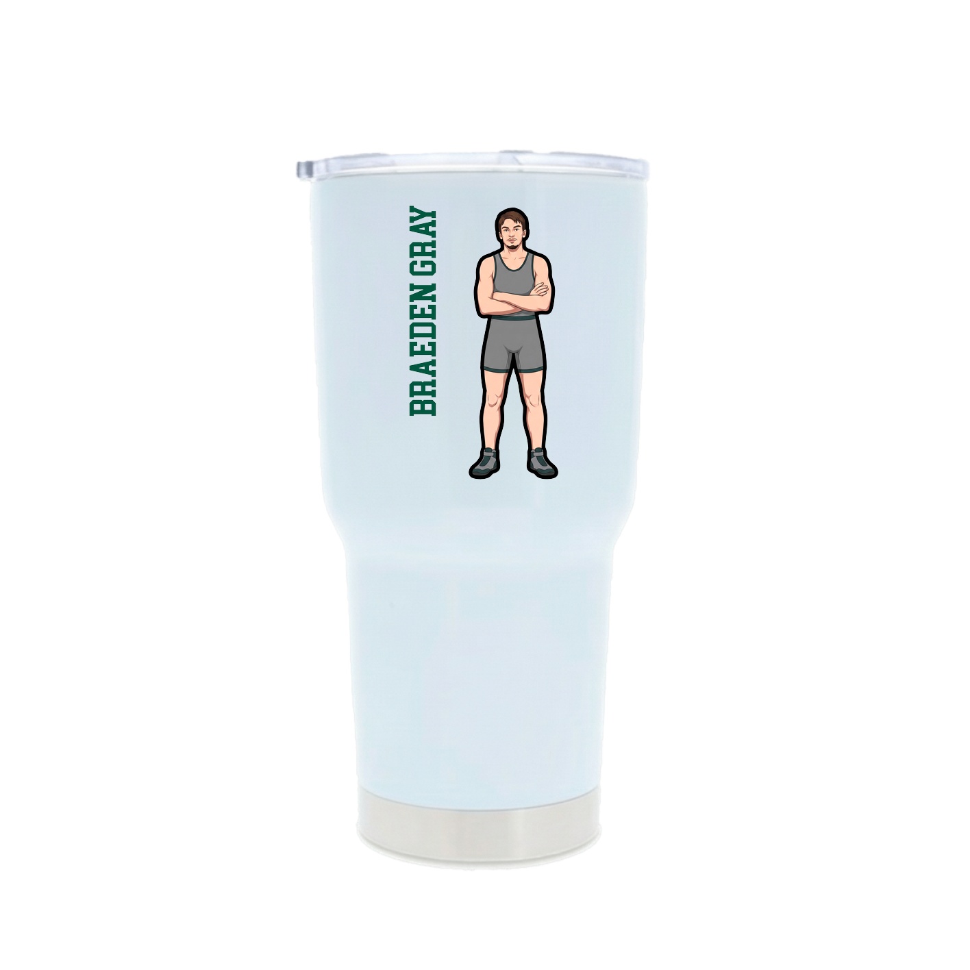 30oz Stainless Steel Tumbler — Name Vertical in White