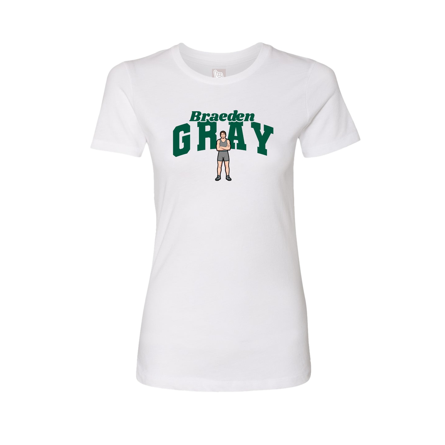 Fitted Women's Tee — Signature Arch in White