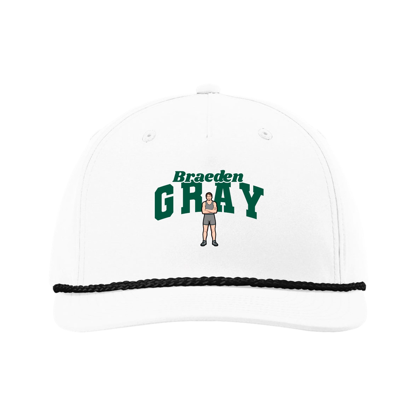 Five-Panel Classic Rope Cap — Signature Arch in White