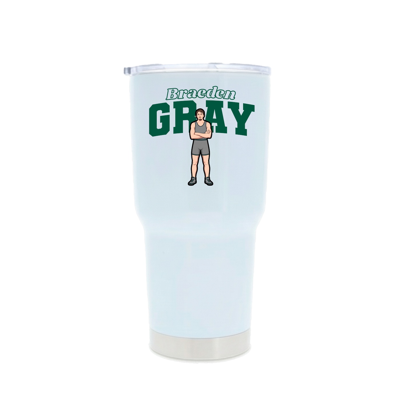 30oz Stainless Steel Tumbler — Name Arch in White