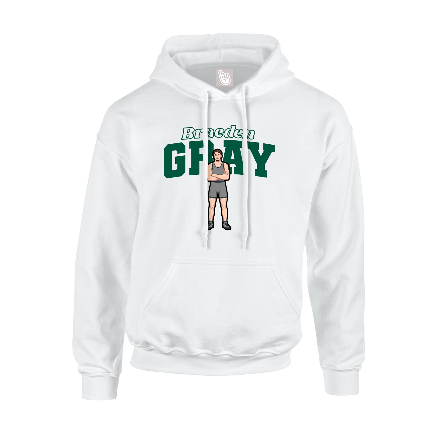 Youth Hoodie — Name Arch in White