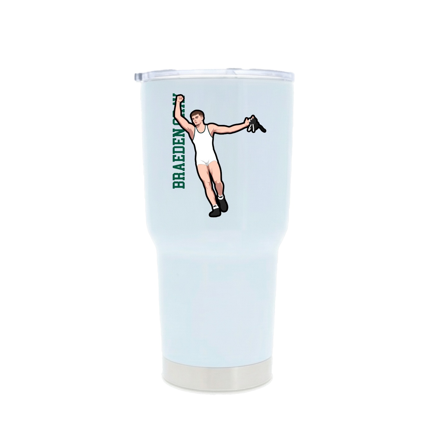 30oz Stainless Steel Tumbler — Name Vertical in White