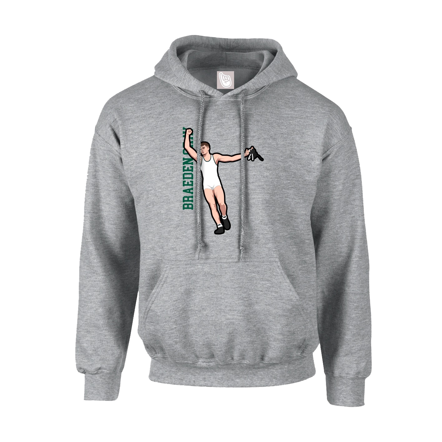 Youth Hoodie — Name Vertical in Grey