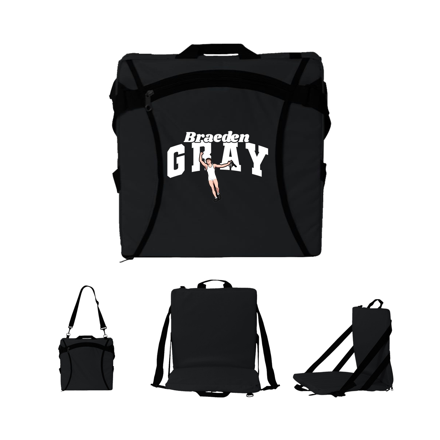 Folding Stadium Seat — Signature Arch in Black